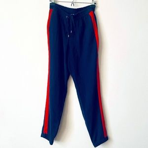 MICHAEL Michael Kors Small Navy Blue w/Contrast Red Stripe Track Jogger Pant